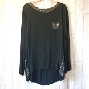 BACI Boatneck Sequin Embellished Lightweight Tunic Top